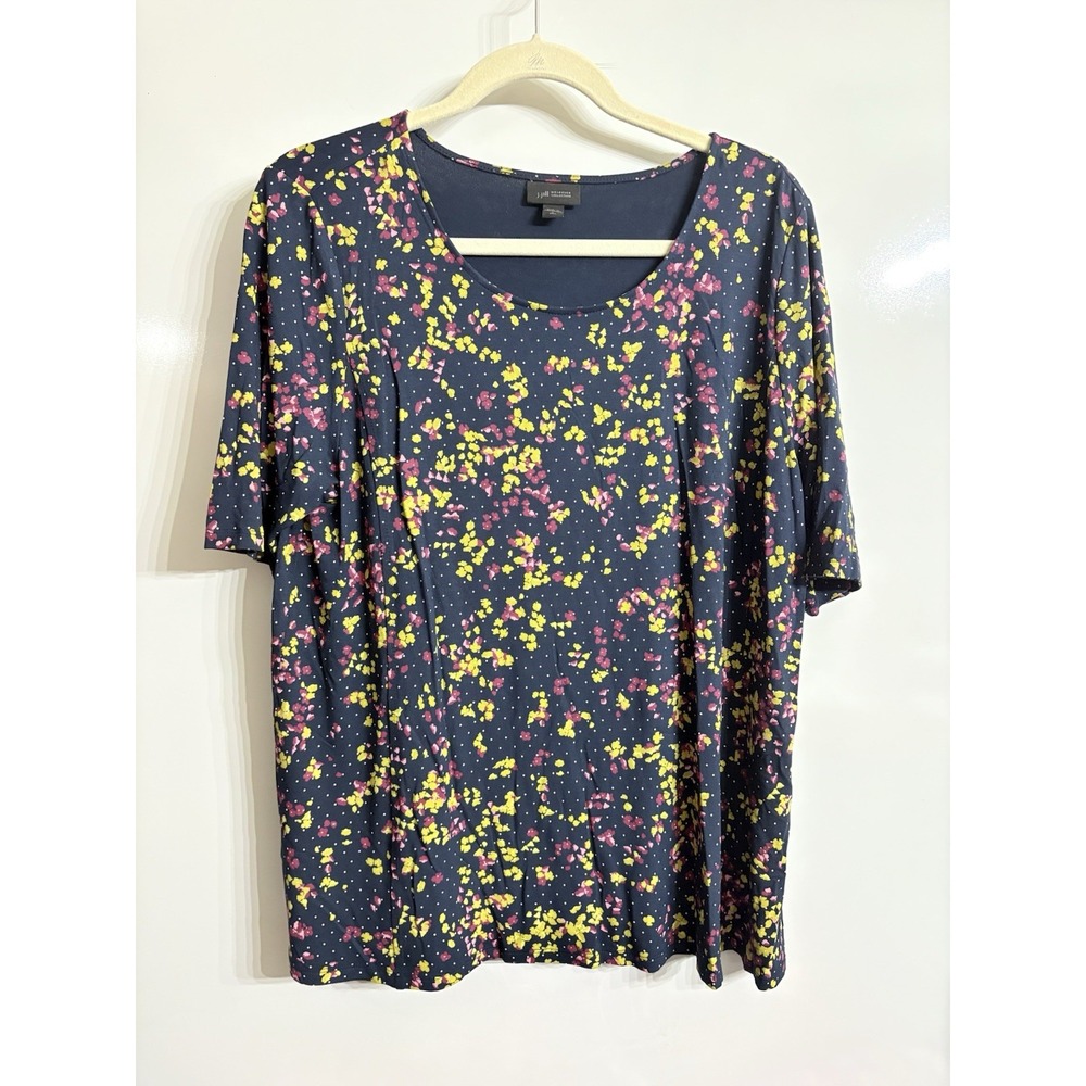 J. Jill Wearever Collection Women's Large Blue Floral Sleeveless Top‎ Tunic